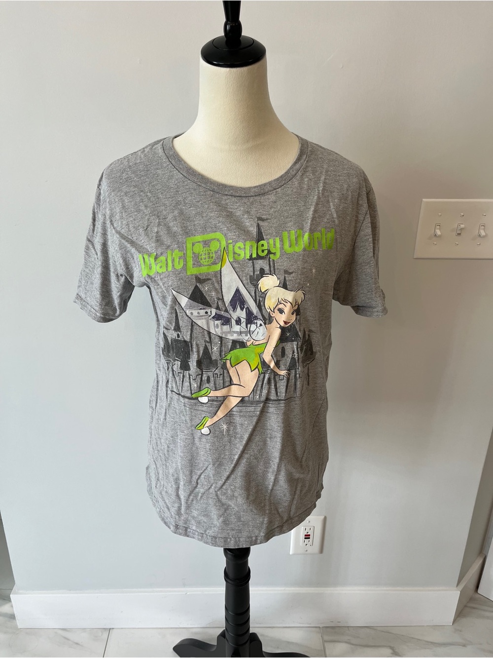 Disney Gray Logo Tee with Black Print Tinkerbell